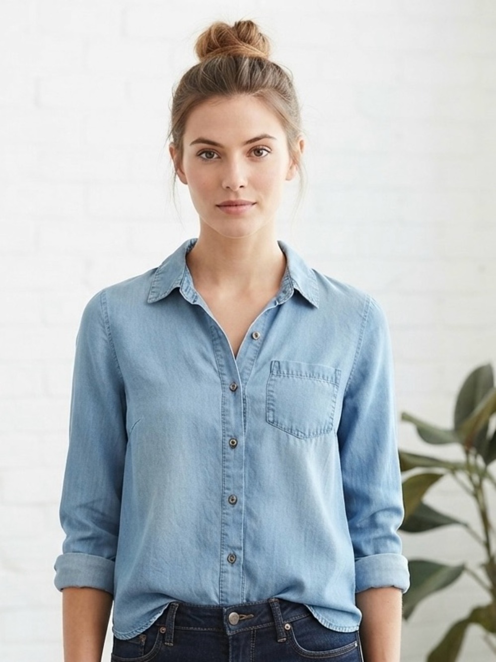 Japna Sky Blue Chambray Button-Up Shirt